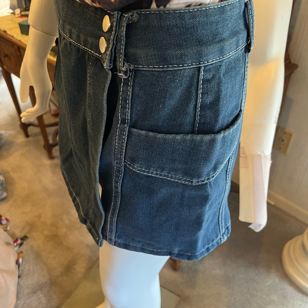 Brand New Denim Skort size M Blue mini, flap front, cargo side pockets.